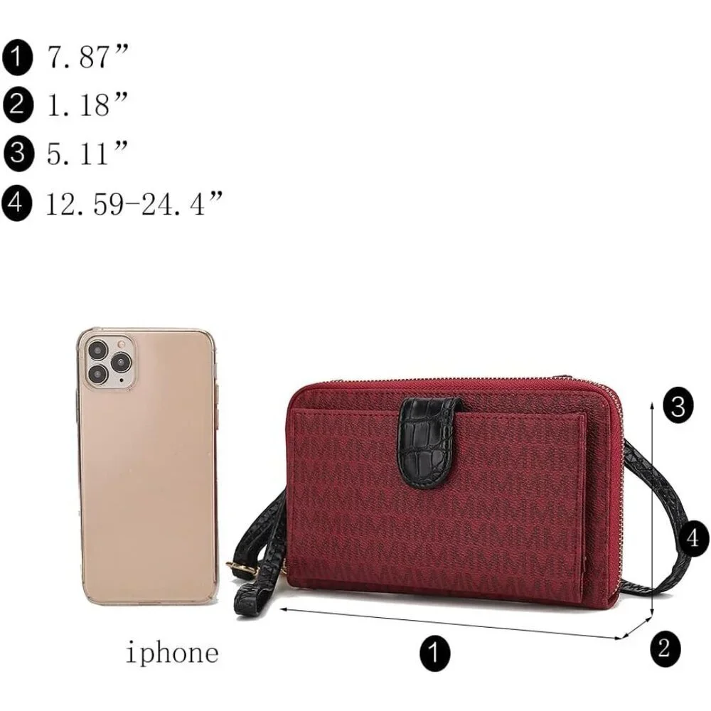 Women's Vegan Leather Crossbody Phone Bag Wallet Purse Handbag